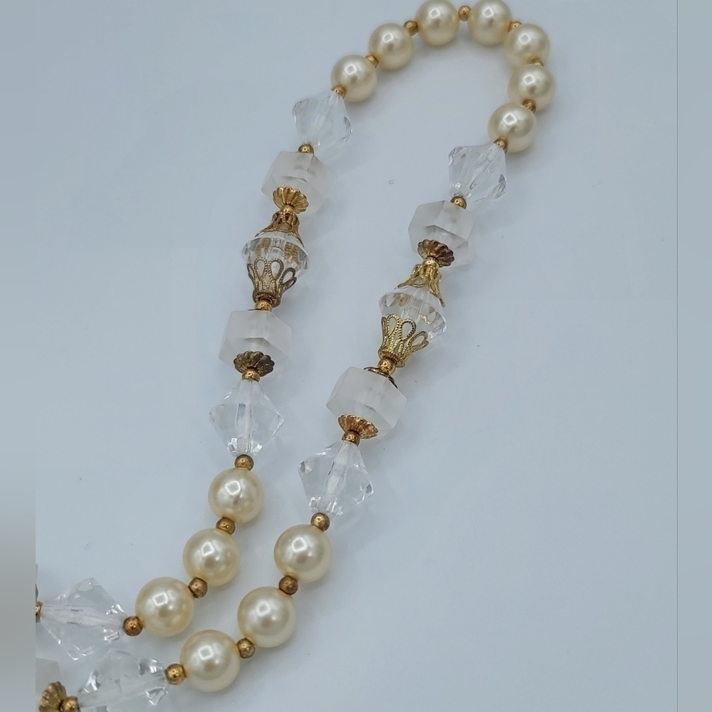 Vintage Necklaces Cream Faux Pearl Goldtone Set of 2 #1232 & 1233 - Picture 8 of 16